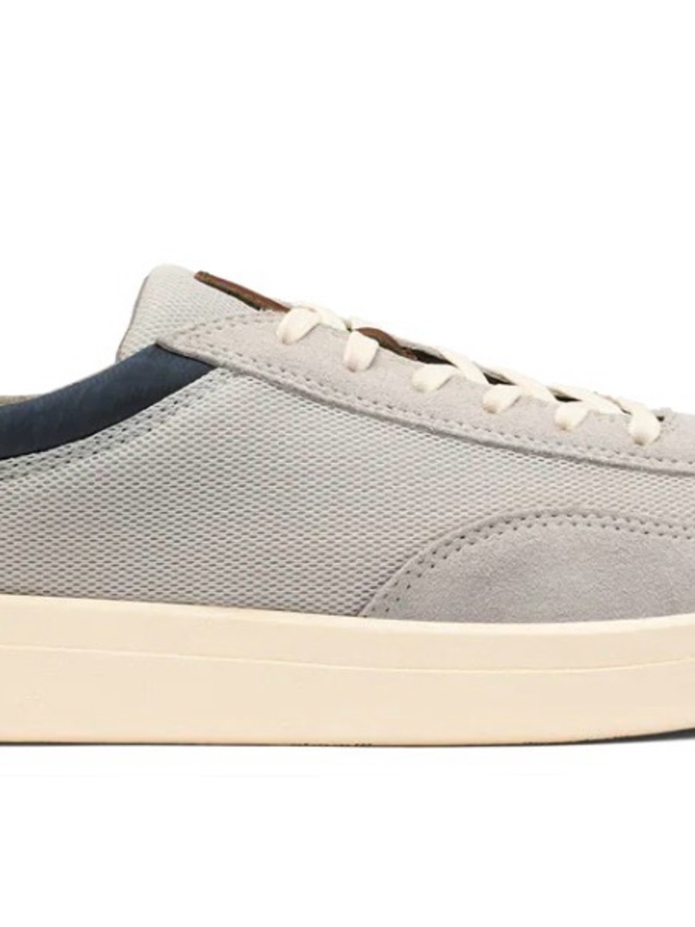 OluKai Men's Low-Top Sneakers in Light Gray with Cream Sole and Navy Heel - Picture 9 of 13